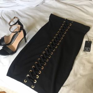 Black Laced up Dress NWT